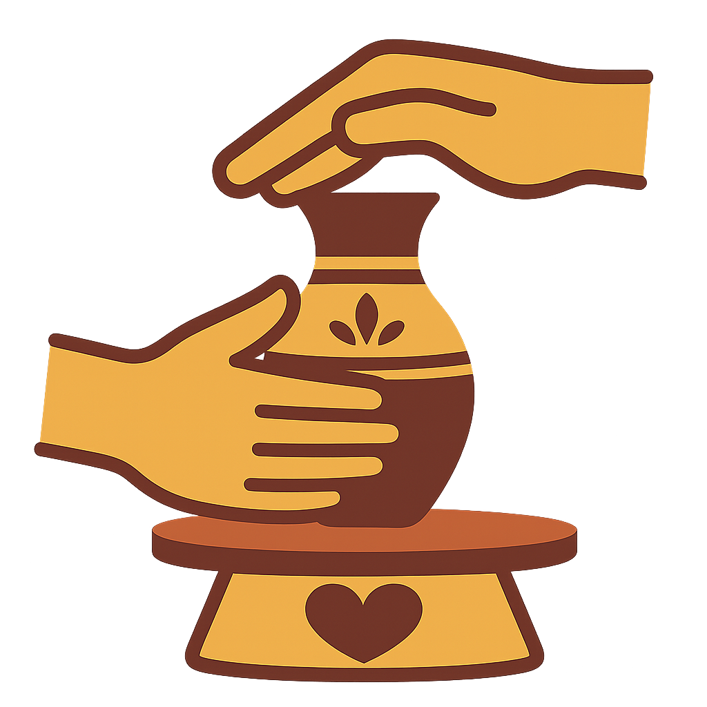 Ícone de cerâmica representando prática artesanal